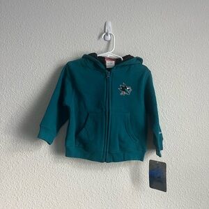 NHL Reebok kids teal sharks zip up hoodie size 2T